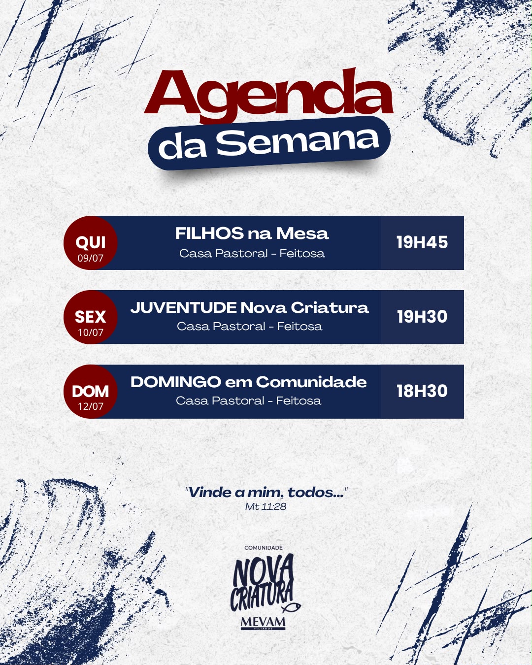 AGENDA DA SEMANA